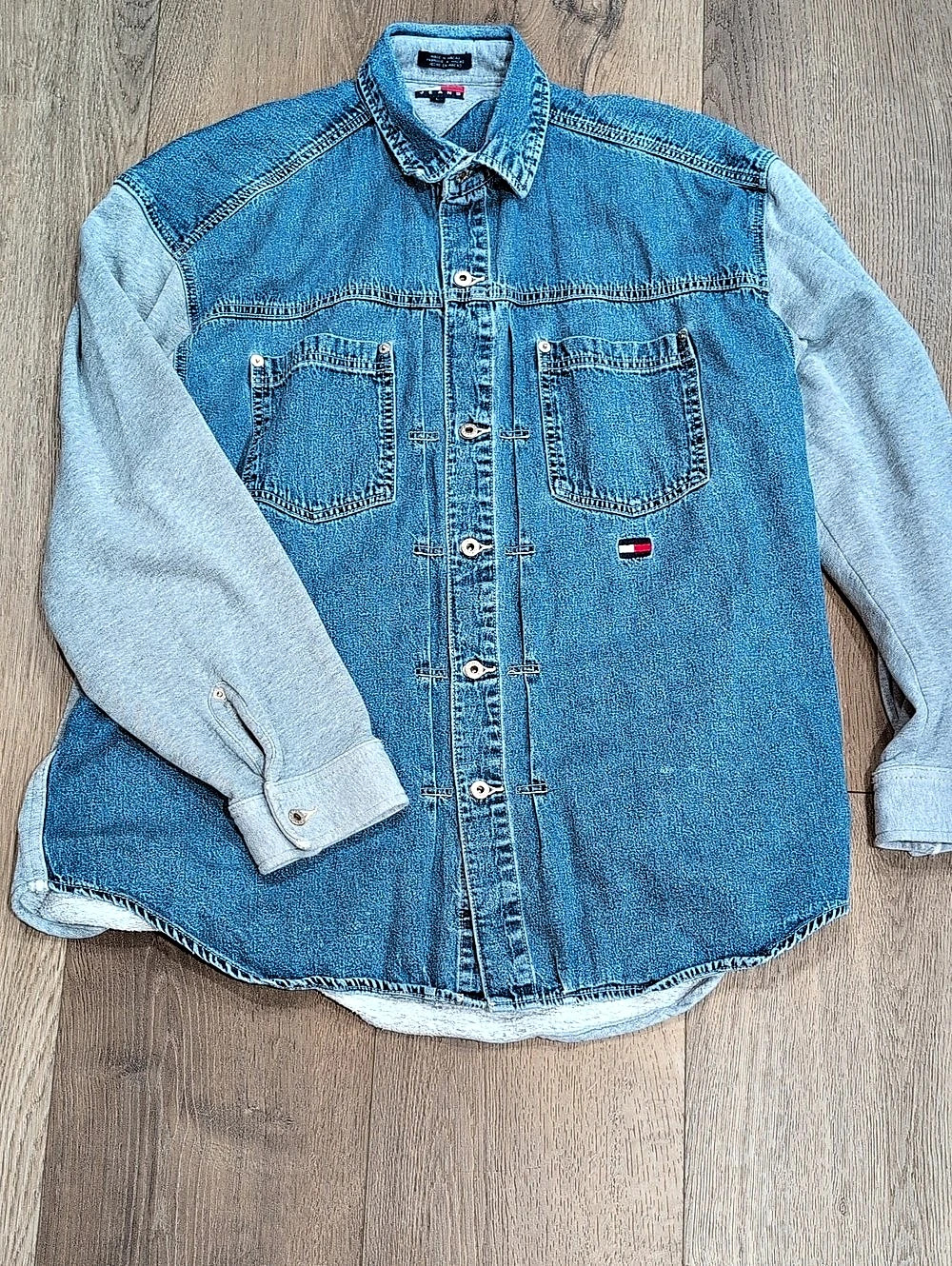 Tommy Jeans Vintage 90s denim shirt jacket Colorblock Size Large